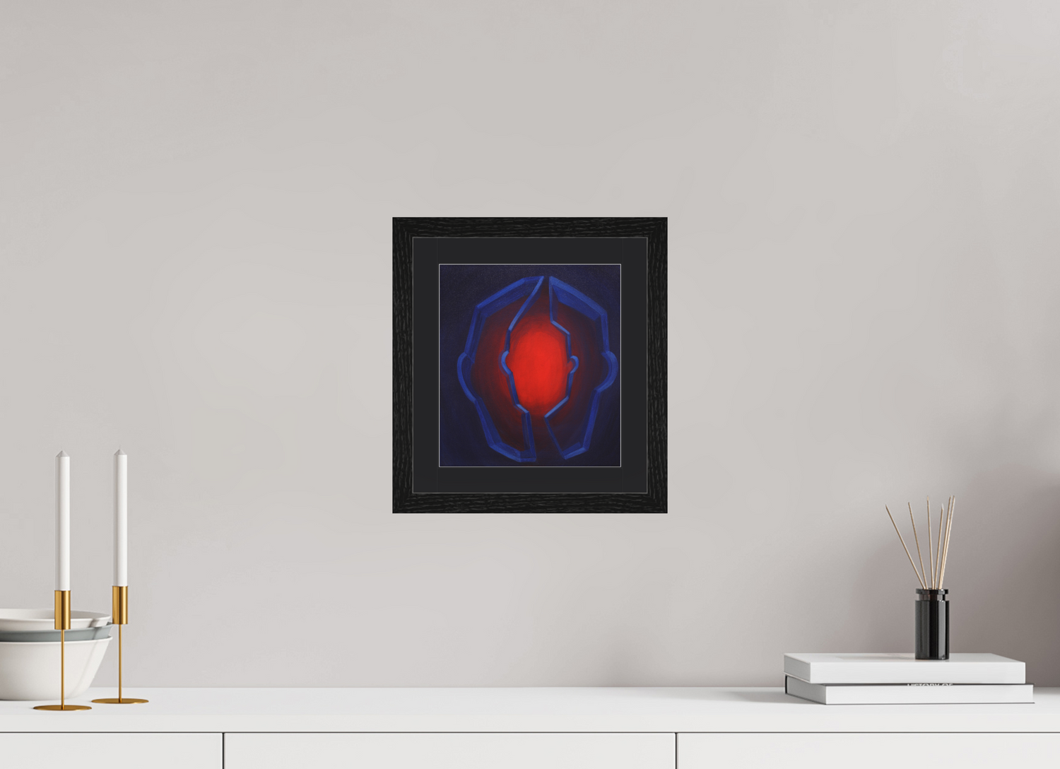 20 x 22,2 cm, Foto Papier schwarzes passapartout und schwarzer rahmen Selbst-Bild.  Innerer Kern