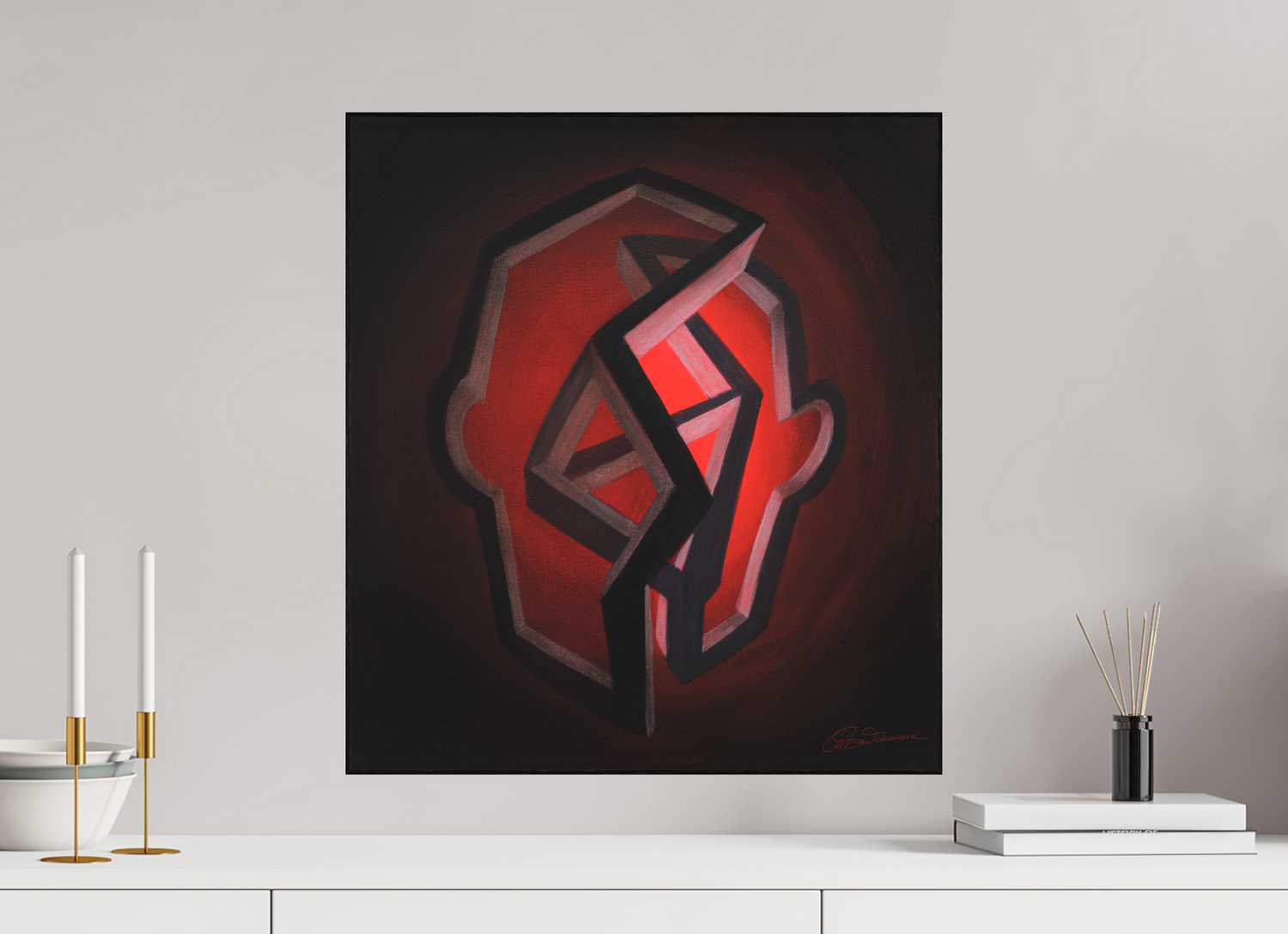 50 x 55,6 cm, Alu-Dibond mit Holzrahmen, schwarz Selbst-Bild. Fort-Schritt