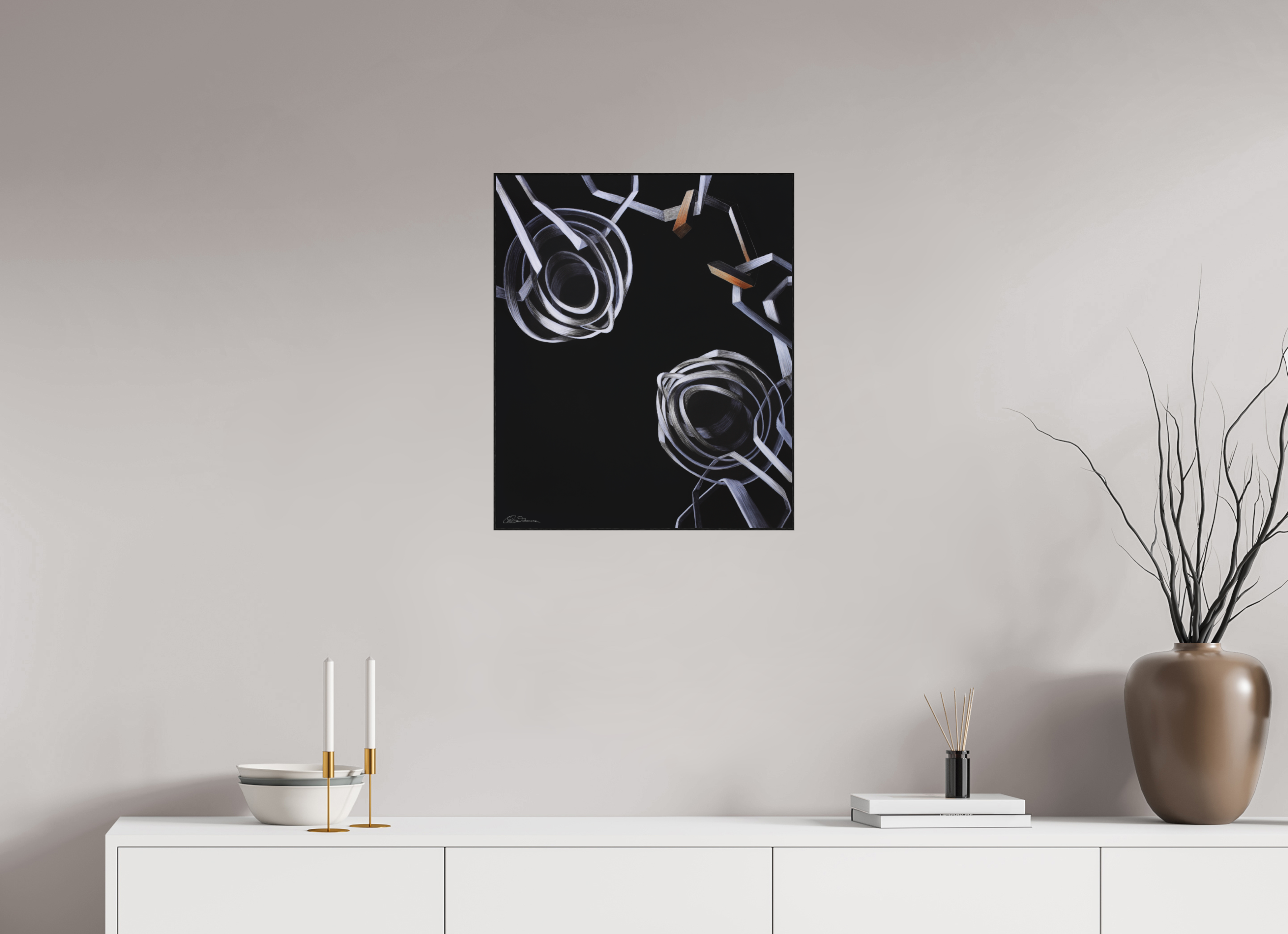 50 x 59,6 cm, Alu-Dibond mit Holzrahmen, schwarz Lösung