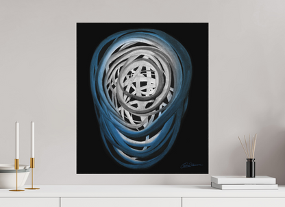 50 x 57,3 cm, Alu-Dibond mit Holzrahmen, schwarz Luft | Atem