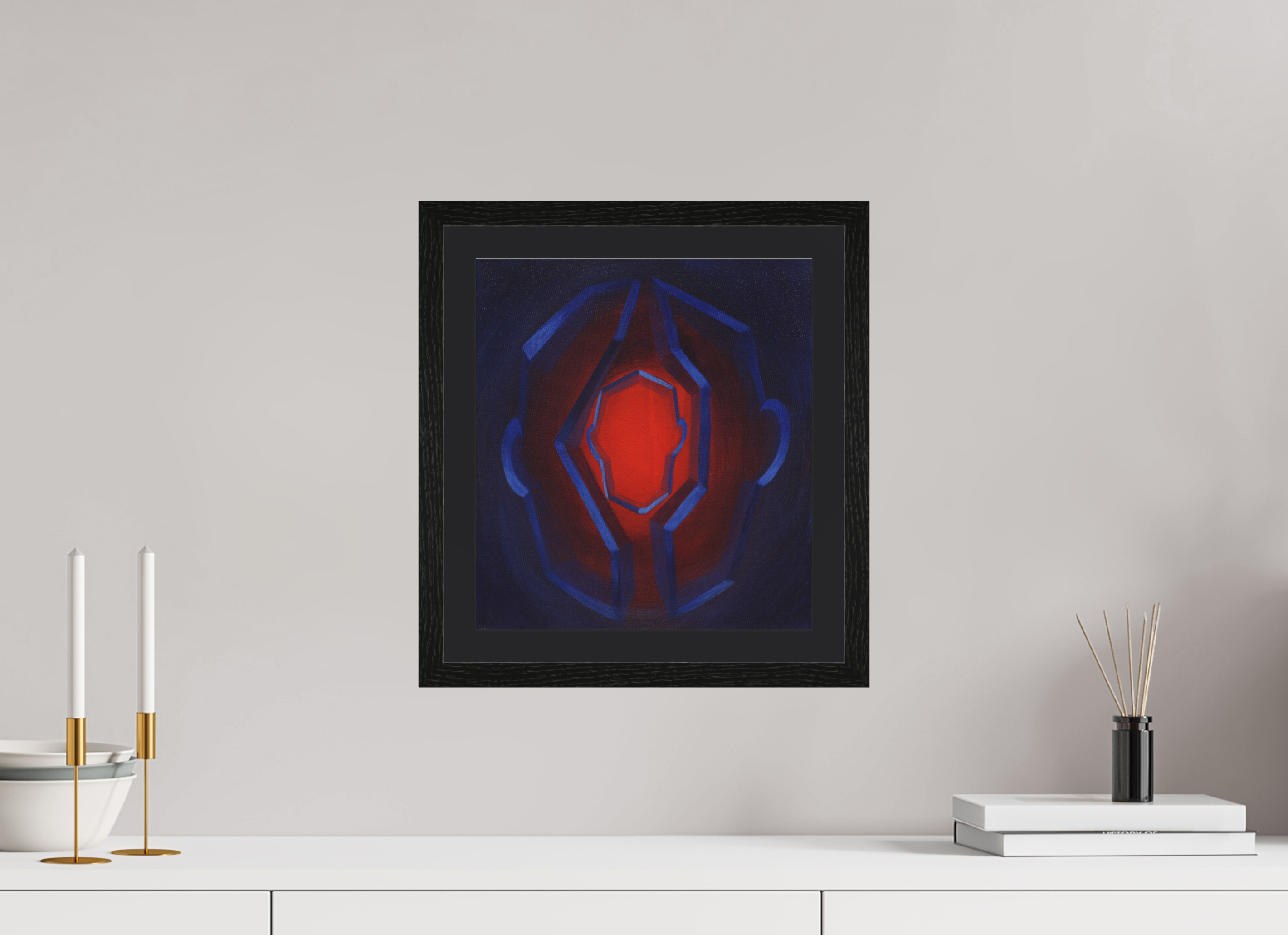 30 x 33 cm, Foto Papier schwarzes passapartout und schwarzer rahmen Selbst-Bild. Innerer Übergang