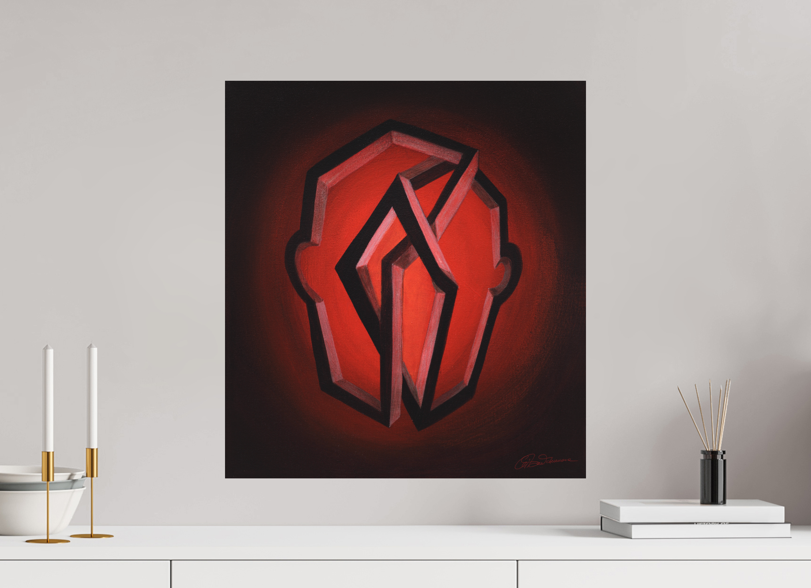 50 x 55,1 cm, Alu-Dibond-Druck mit Aufhängung Selbst-Bild. Innere Architetkur