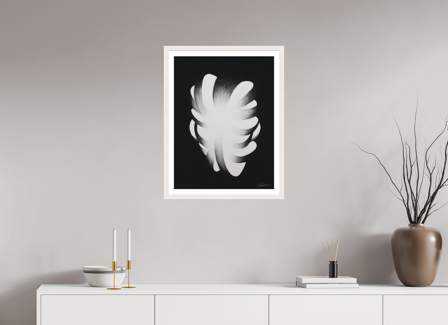 50 x 66 cm, Papier mit Holzrahmen, weiß Ausstrahlung