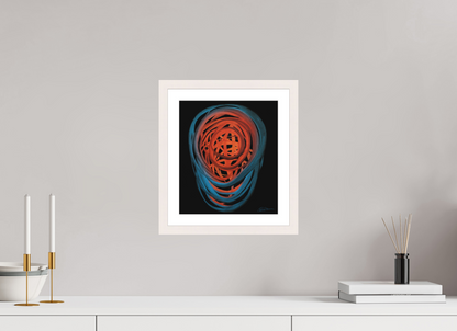 25 x 28,7 cm, Papier mit Holzrahmen, weiß Feuer &amp; Wasser | Spätsommer