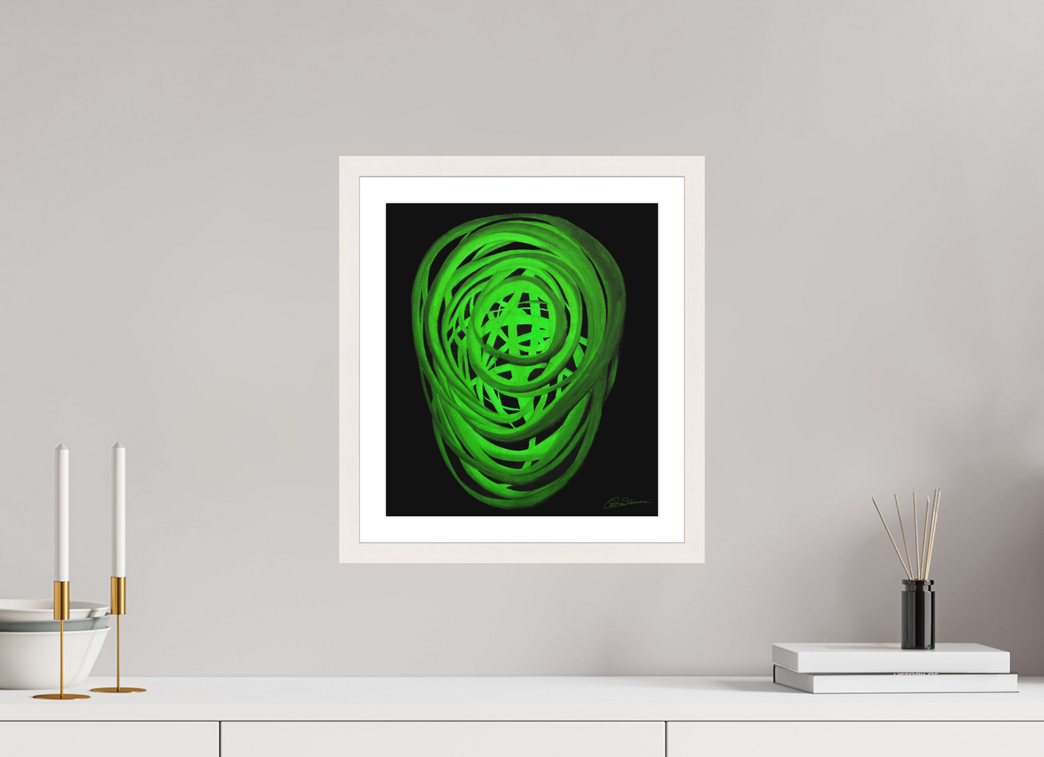 30 x 34,4 cm, Papier mit Holzrahmen, weiß Erde – Innerer Sproß | Frühling