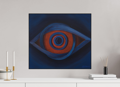 56,4 x 50 cm, Alu-Dibond mit Holzrahmen, schwarz Auge der Erkenntnis