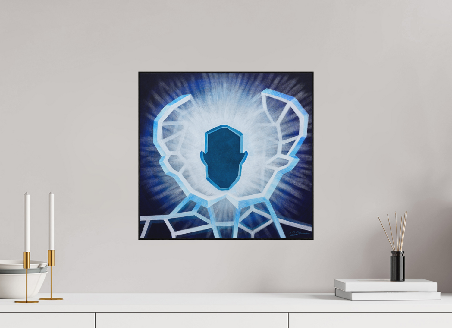 41,7 x 40 cm, Alu-Dibond mit Holzrahmen, schwarz Öffnung - vom alten zum neuen Ich