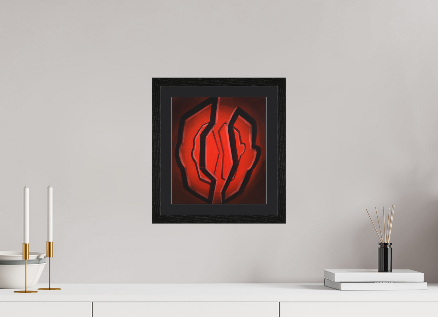 25 x 28,2 cm, Foto Papier schwarzes passapartout und schwarzer rahmen Selbst-Bild. Zwei Portale eines Selbst