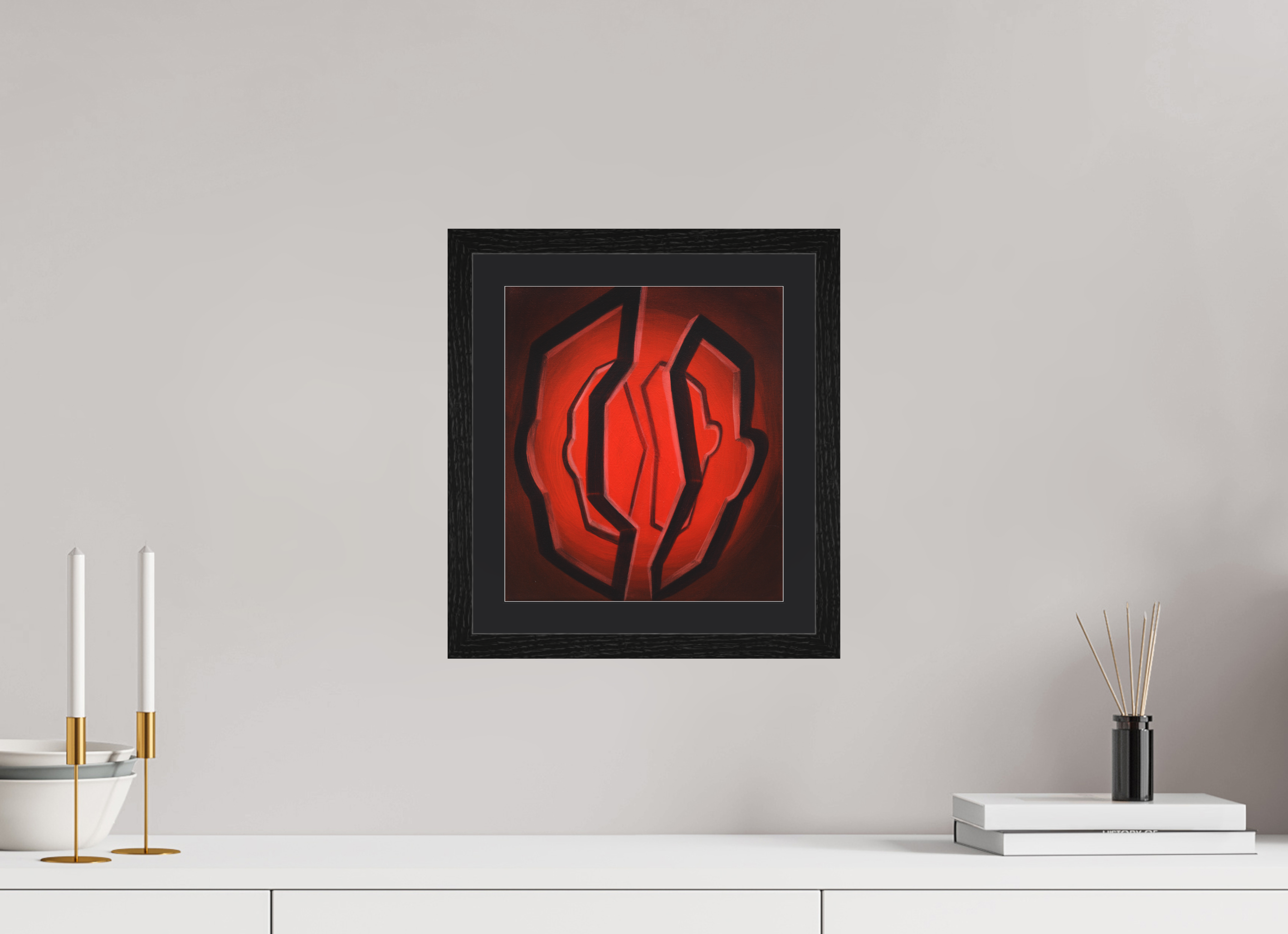 25 x 28,2 cm, Foto Papier schwarzes passapartout und schwarzer rahmen Selbst-Bild. Zwei Portale eines Selbst