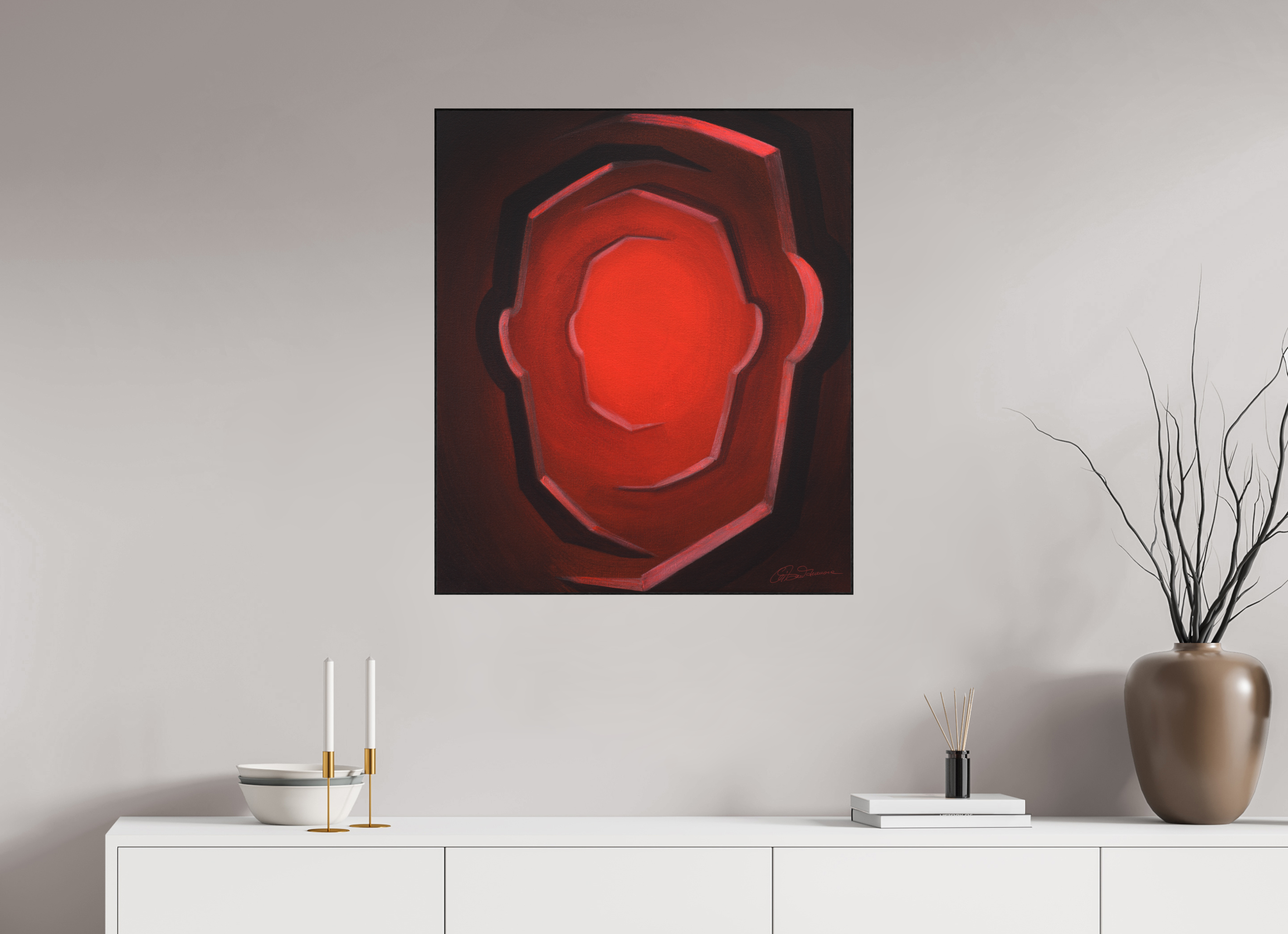 70 x 81,4 cm, Alu-Dibond mit Holzrahmen, schwarz Ich war, ich bin, ich werde sein