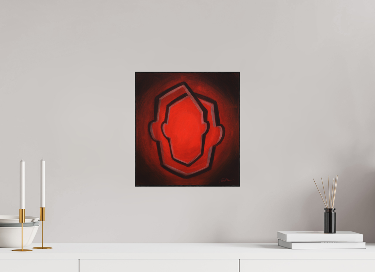 30 x 32,8 cm, Alu-Dibond mit Holzrahmen, schwarz Selbst-Bild. Die unendliche Wandlung