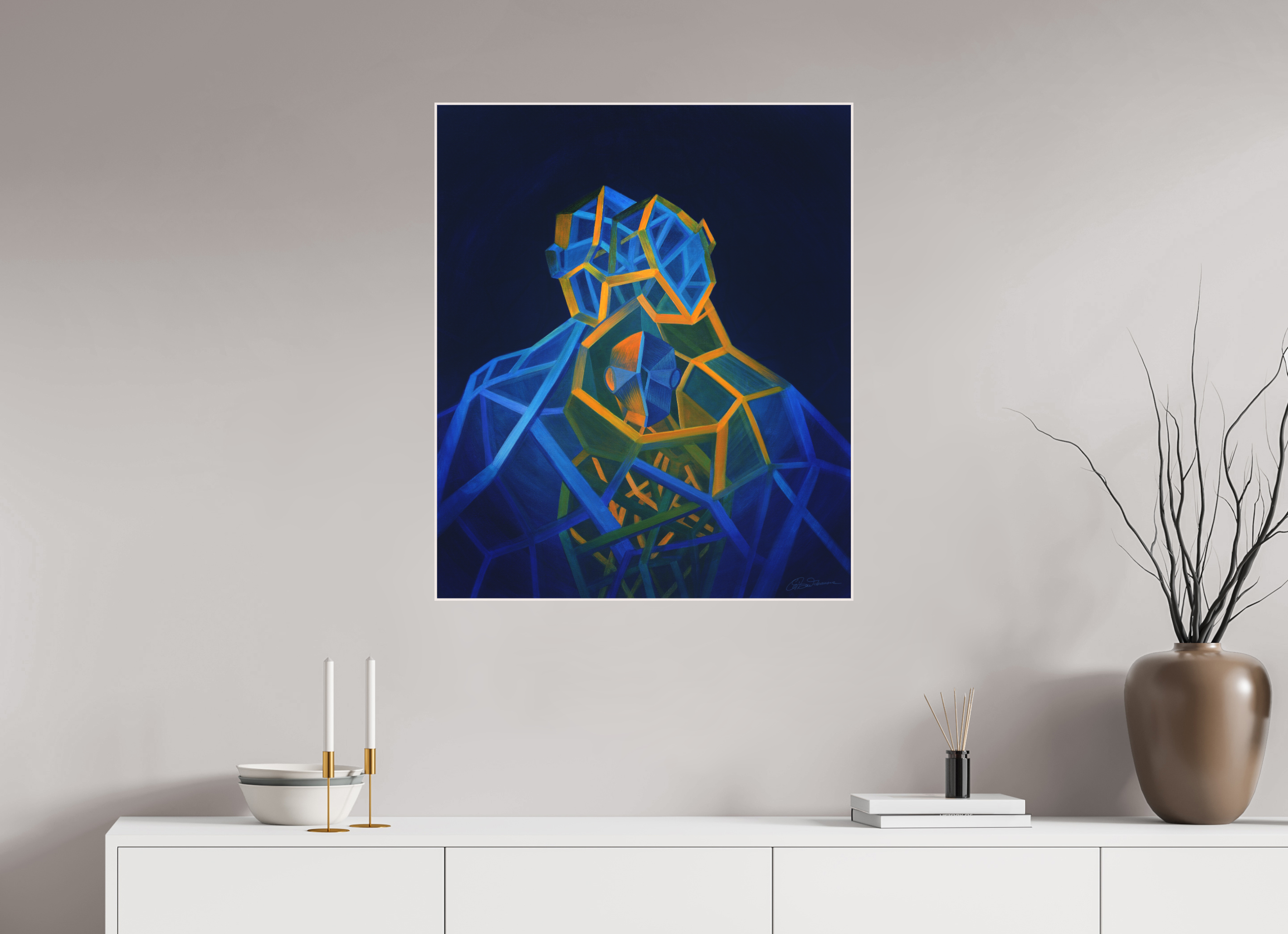 70 x 83,4 cm, Alu-Dibond mit Holzrahmen, weiß Trinität – Eltern Kind