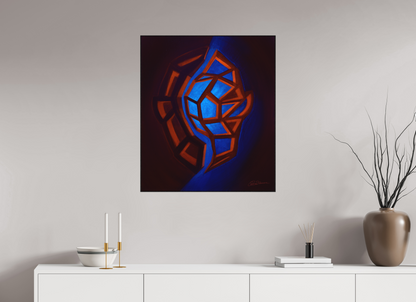 70 x 81 cm, Alu-Dibond mit Holzrahmen, schwarz Innere Tektonik – Feuer &amp; Luft