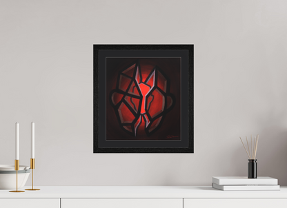 30 x 33,2 cm, Papier mit Holzrahmen, weiß Selbst-Bild. Schale und Kern