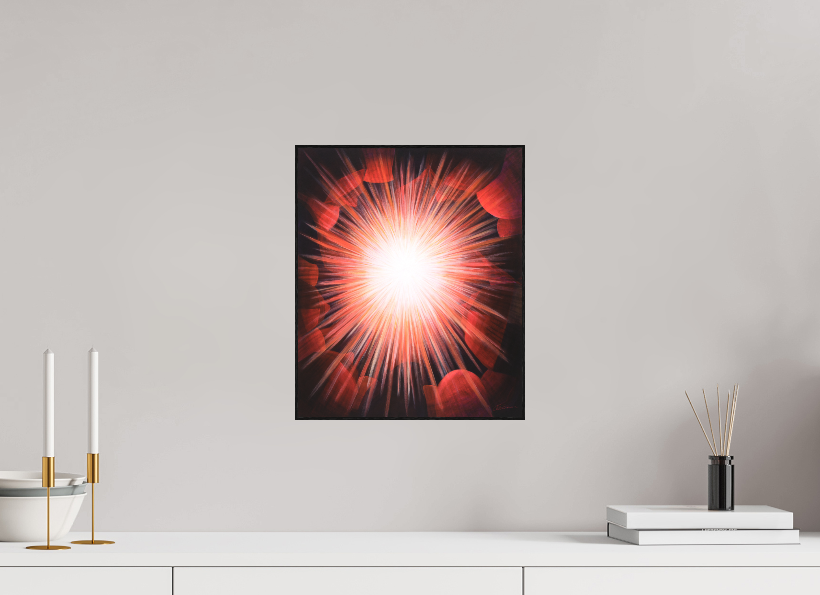 30 x 36 cm, Alu-Dibond mit Holzrahmen, schwarz Gemeinsames Leuchten