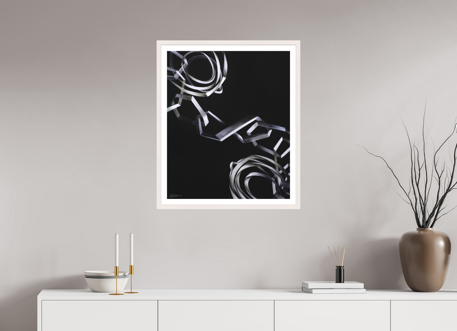 60 x 72,1 cm, Papier mit Holzrahmen, weiß Zusammen hängen