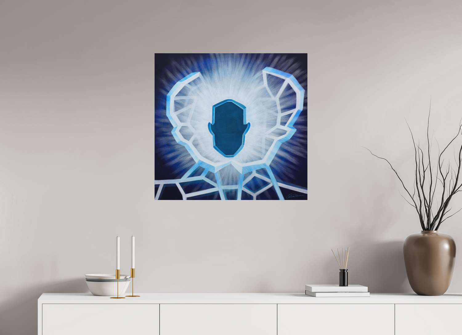 72,9 x 70 cm, Alu-Dibond mit Aufhängung Öffnung - vom alten zum neuen Ich