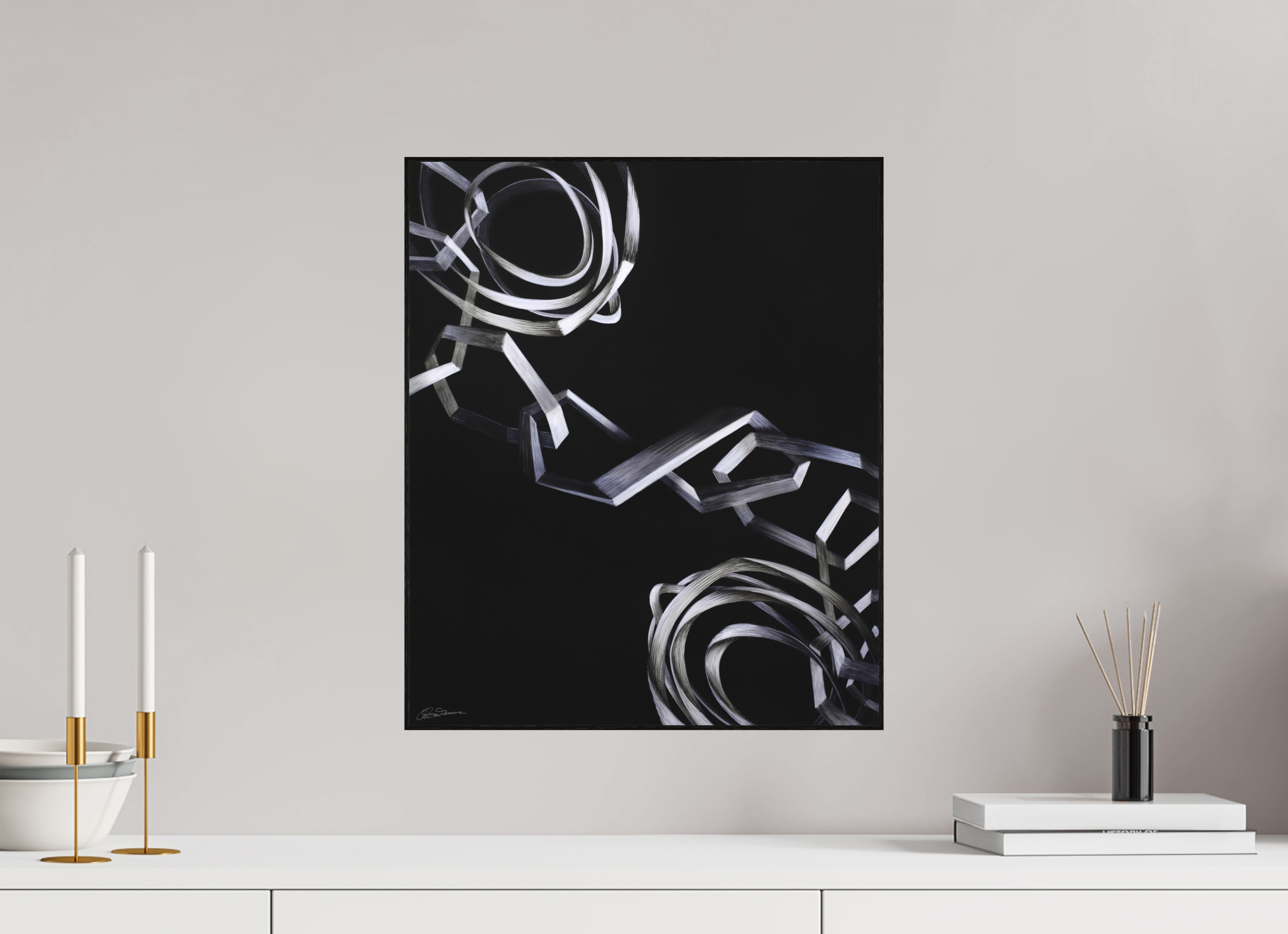 40 x 48 cm, Alu-Dibond mit Holzrahmen, schwarz Zusammen hängen