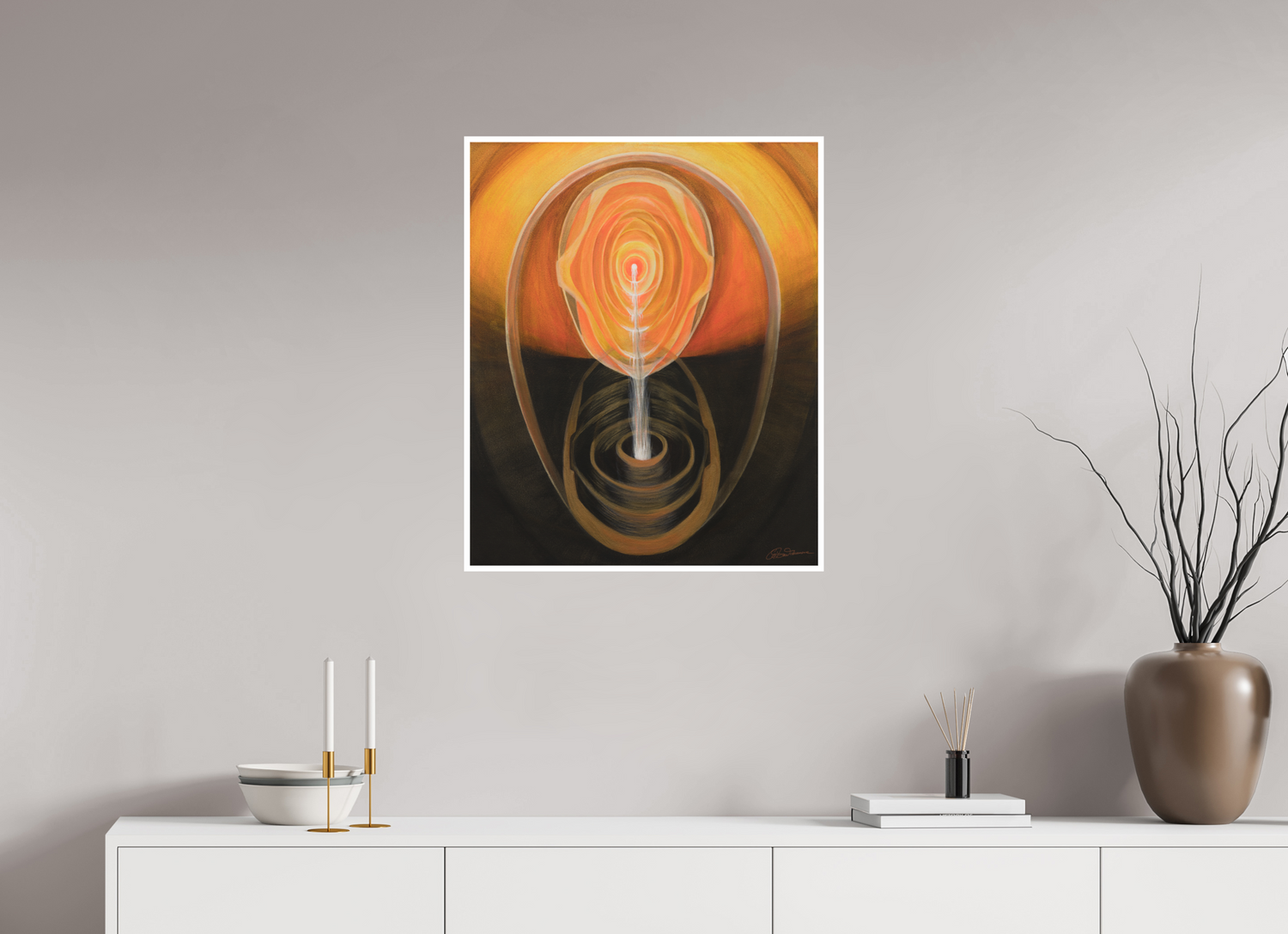 60 x 73 cm, Papier ohne Rahmen Essenz &amp; Präsenz – die inneren Quellen