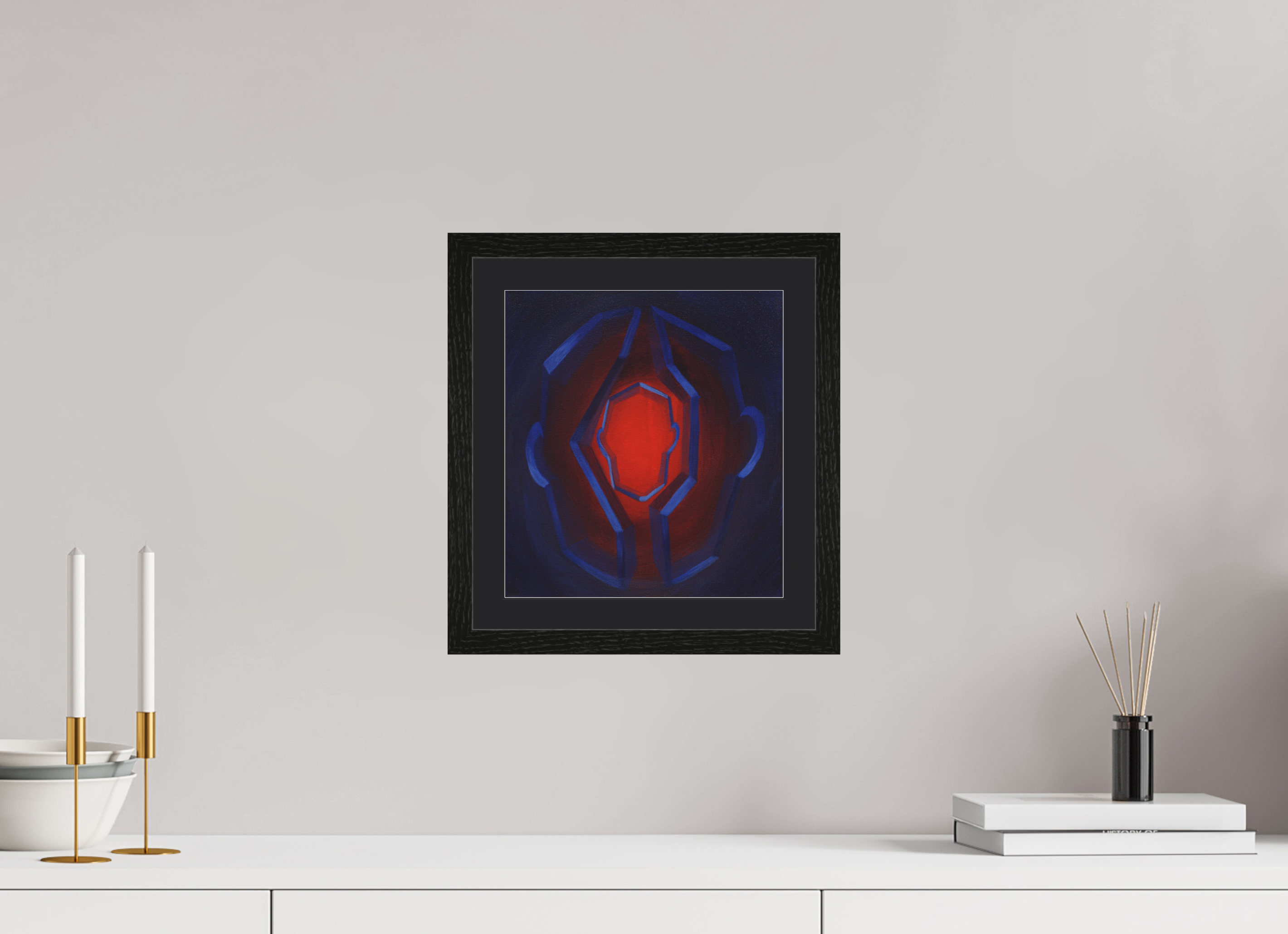 25 x 27,5 cm, Foto Papier schwarzes passapartout und schwarzer rahmen Selbst-Bild. Innerer Übergang