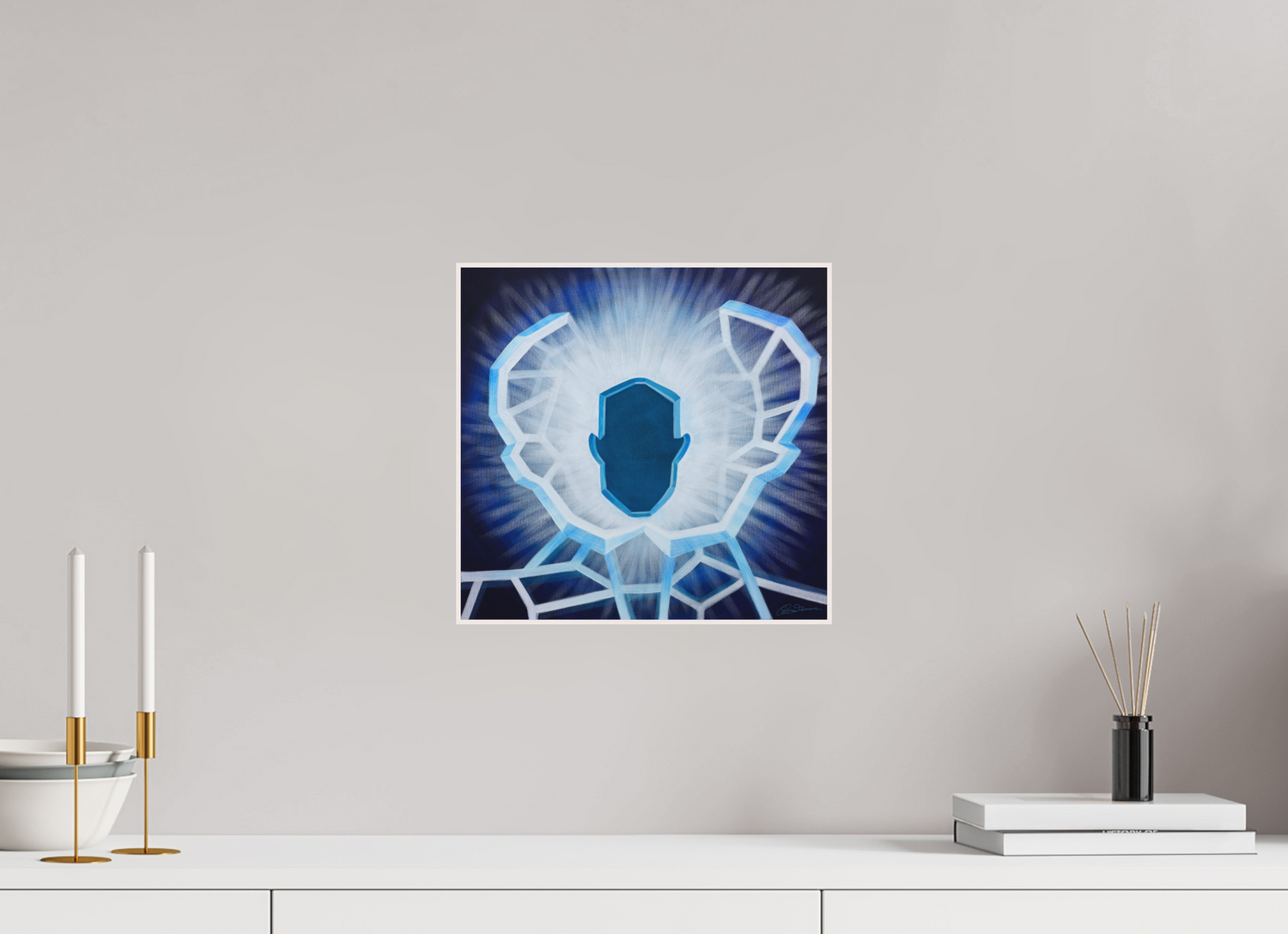 31,2 x 30 cm, Alu-Dibond mit Holzrahmen, weiß Öffnung - vom alten zum neuen Ich