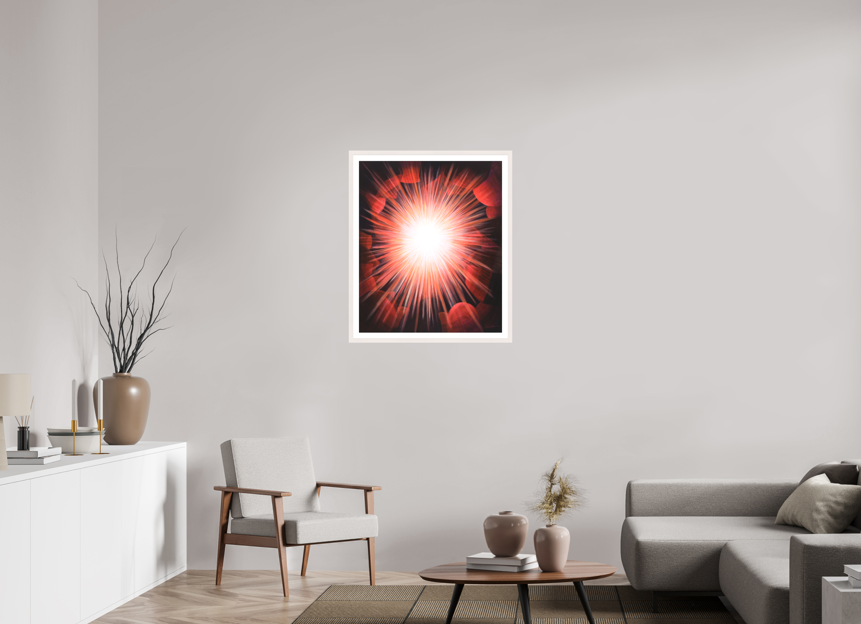 70 x 83,9 cm, Papier mit Holzrahmen, weiß Gemeinsames Leuchten