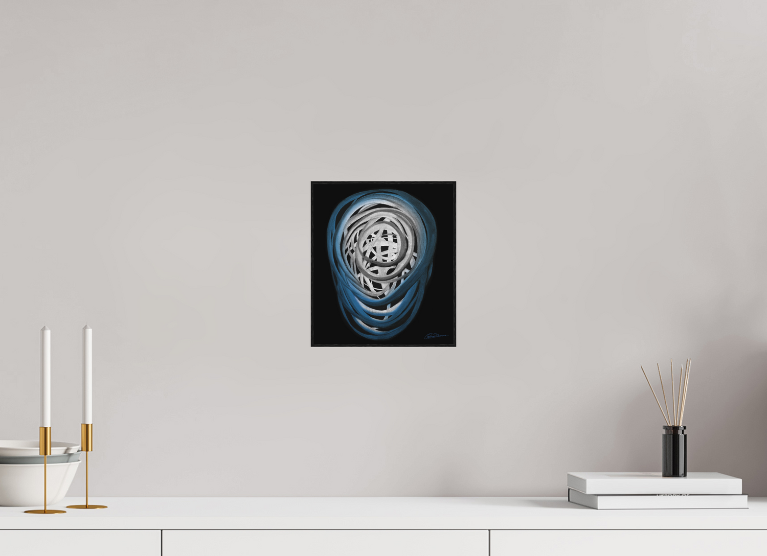 20 x 22,9 cm, Alu-Dibond mit Holzrahmen, schwarz Luft | Atem