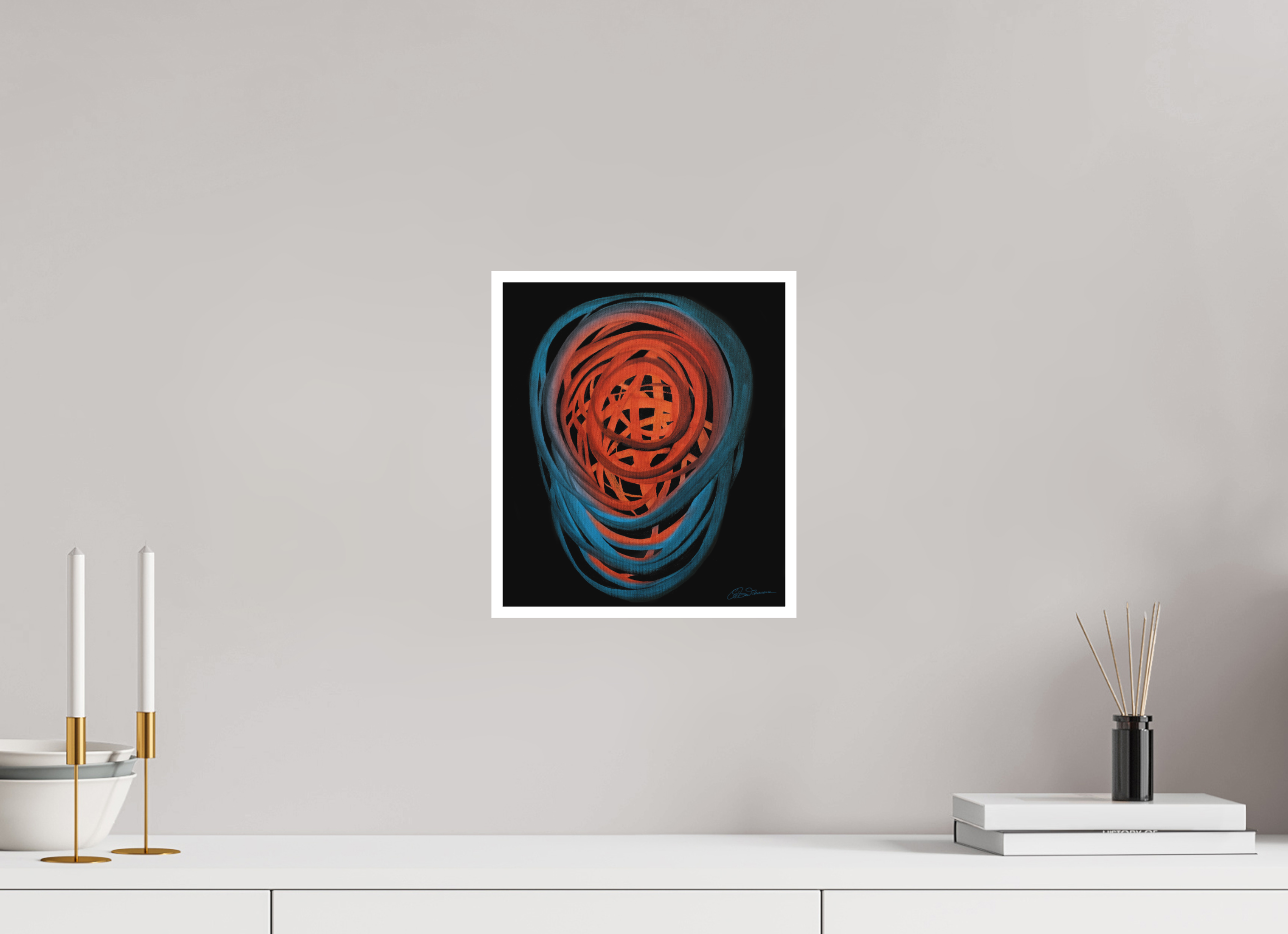 25 x 28,7 cm, Papier ohne Rahmen Feuer &amp; Wasser | Spätsommer