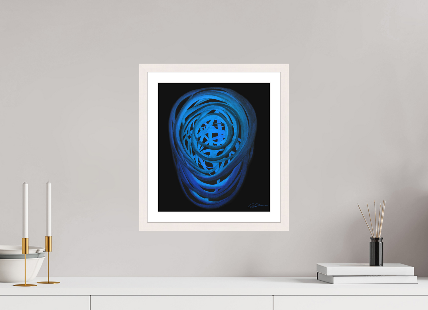 30 x 34,5 cm, Papier mit Holzrahmen, weiß Wasser | Winter