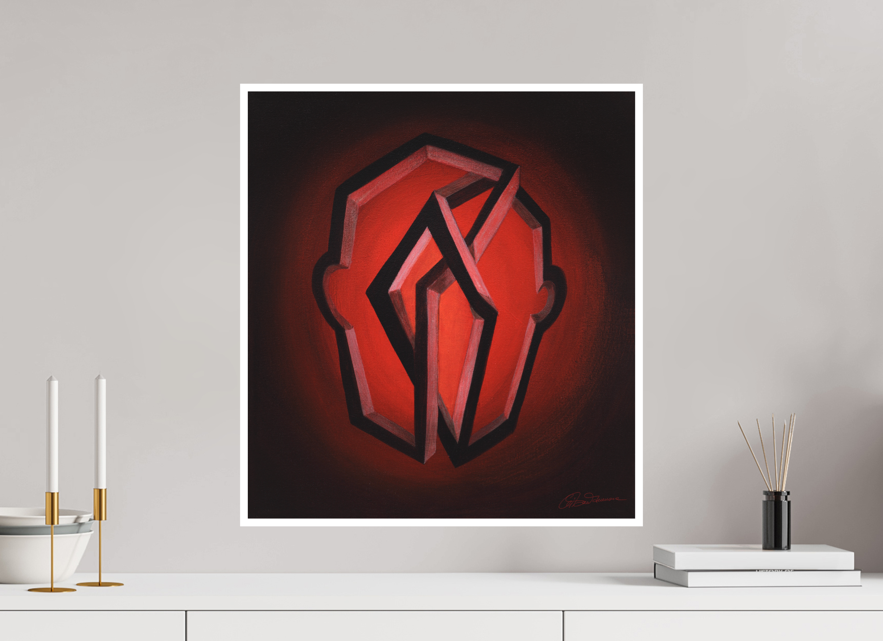 50 x 55,1 cm, Papier ohne Rahmen Selbst-Bild. Innere Architetkur