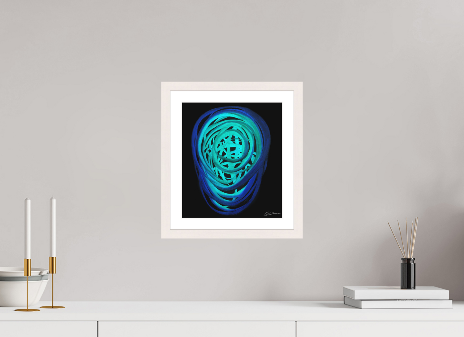 25 x 28,6 cm, Papier mit Holzrahmen, weiß Wasser | Frühling