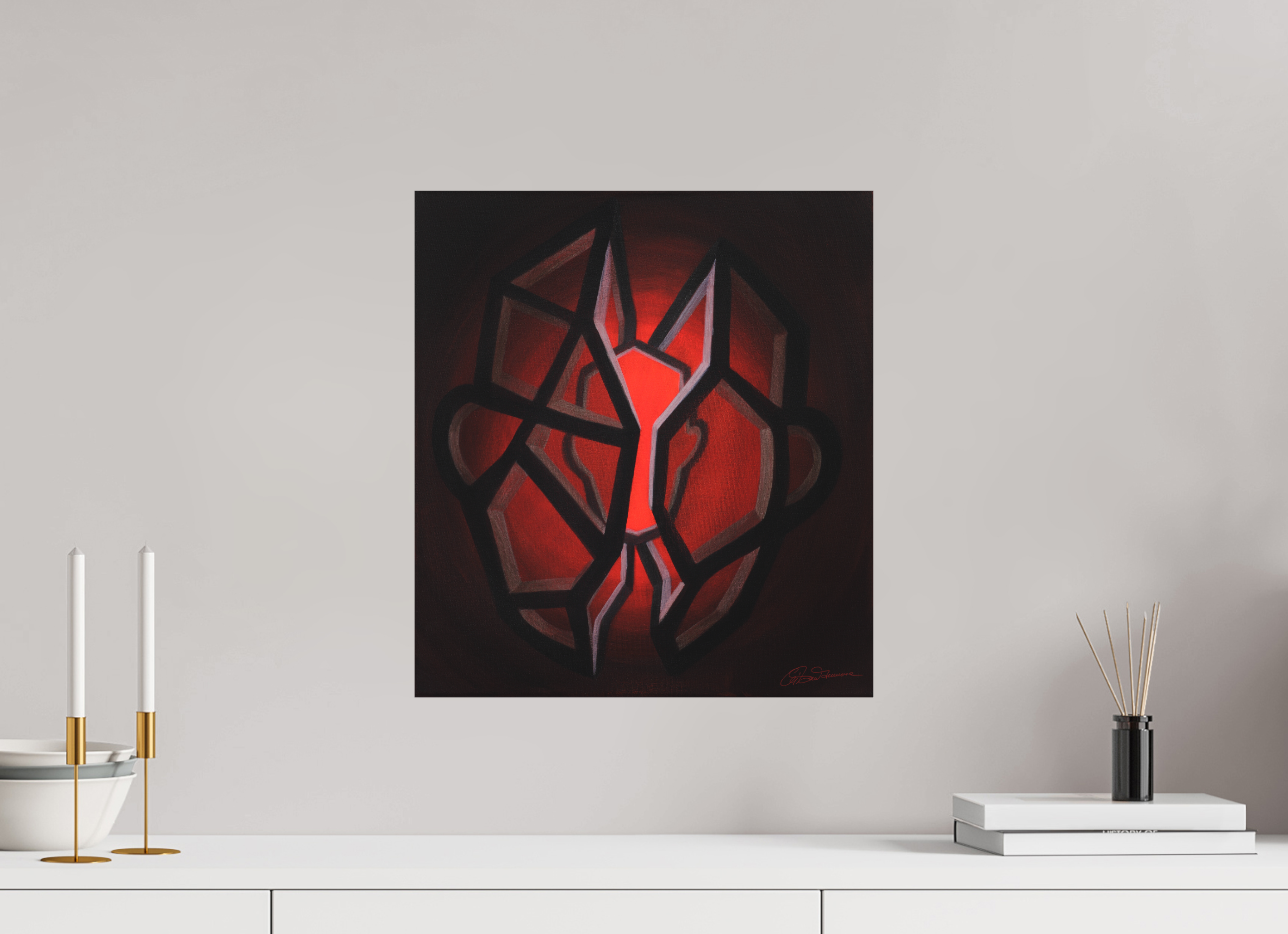 40 x 44,2 cm, Alu-Dibond-Druck mit Aufhängung Selbst-Bild. Schale und Kern