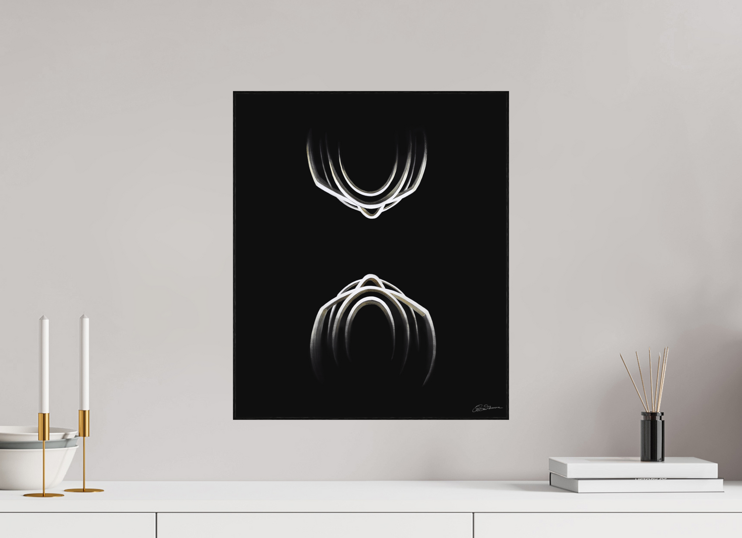 40 x 47,8 cm, Kunstdruck auf Alu-Dibond mit Holzrahmen, schwarz Selbstbegegnung