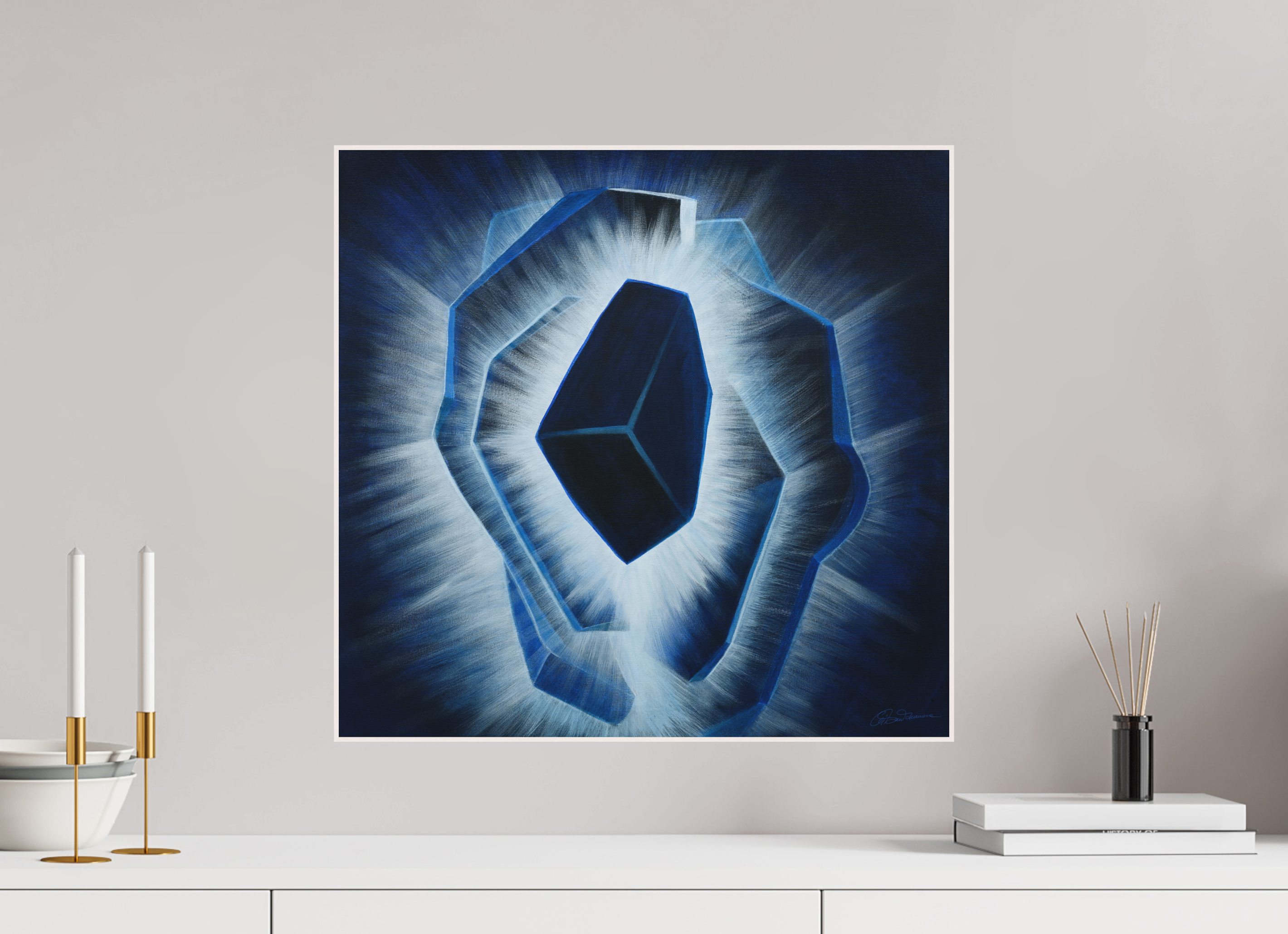 52 x 50 cm, Alu-Dibond mit Holzrahmen | weiß Der innere Durchbruch – Erwachen