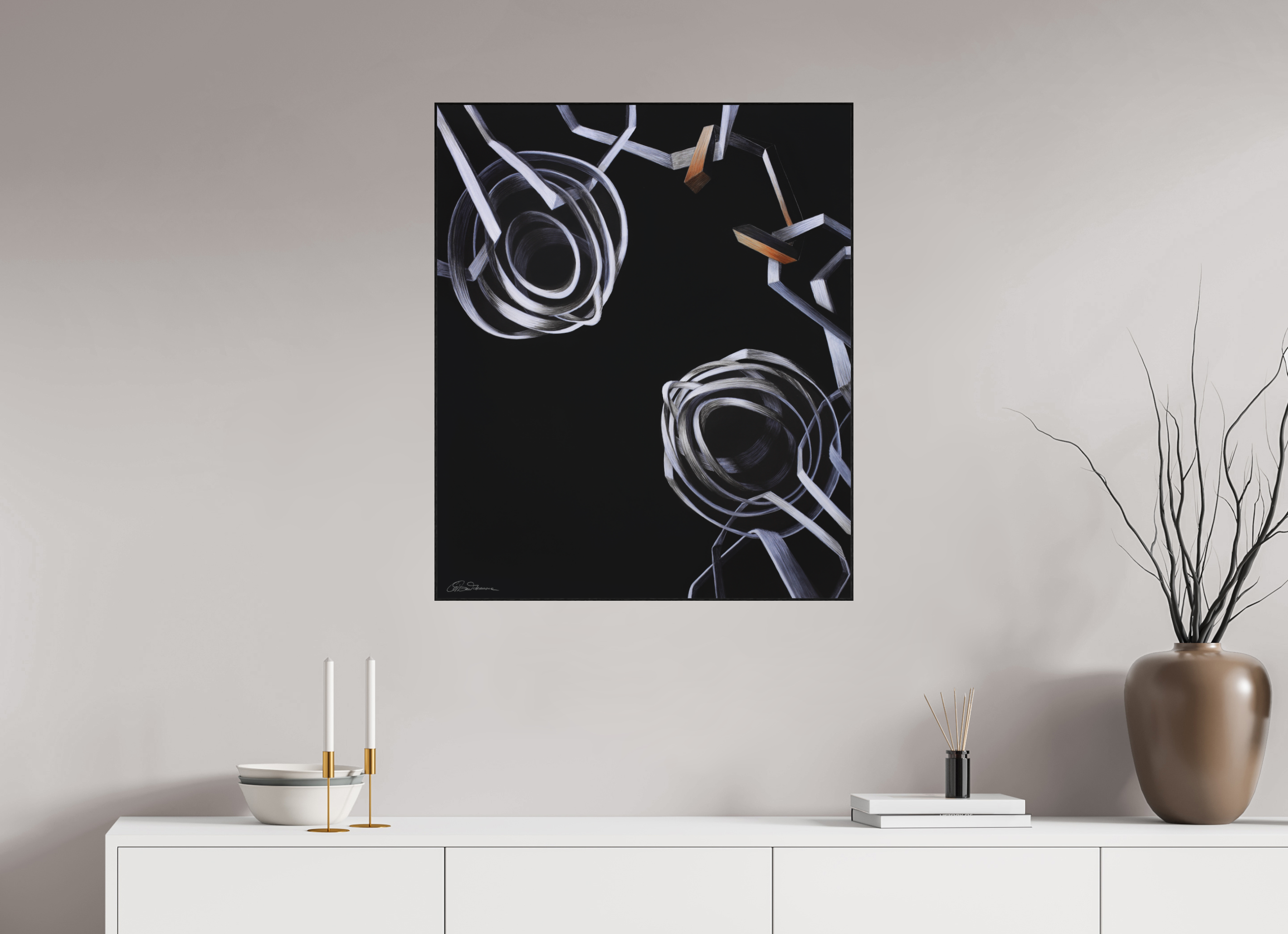 70 x 83,4 cm, Alu-Dibond mit Holzrahmen, schwarz Lösung