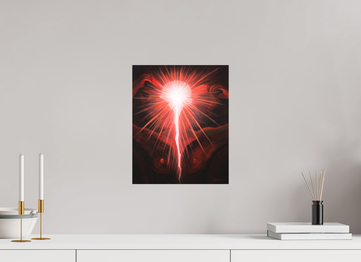 30 x 37 cm, Alu-Dibond mit Aufhängung Lichtkörper – Der neue Mensch