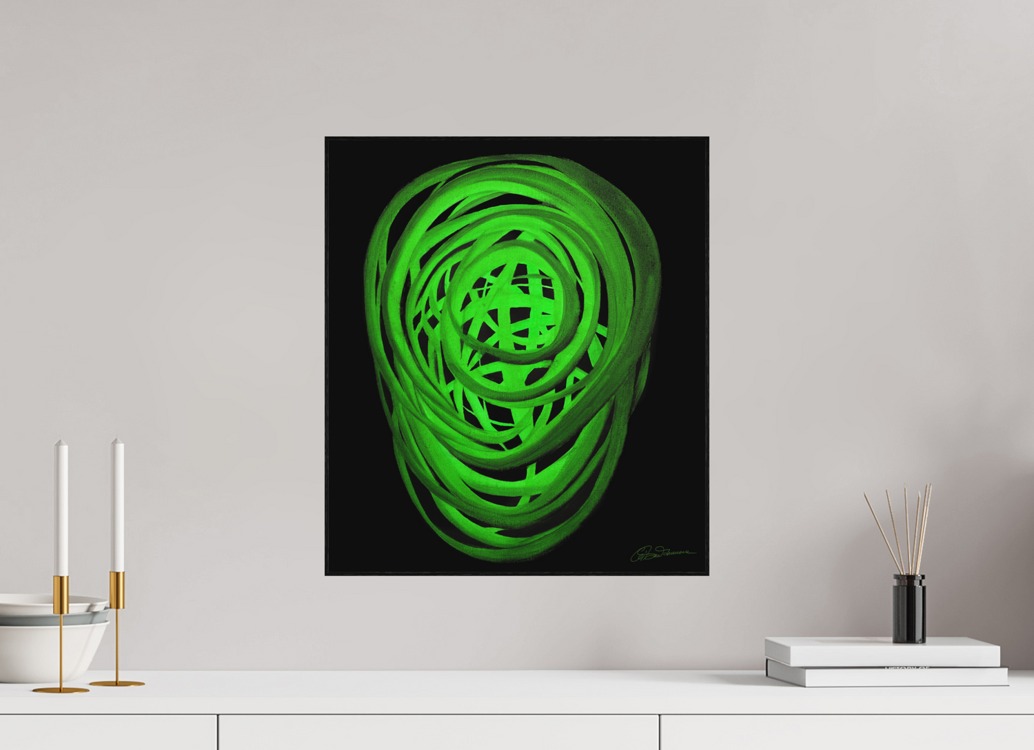 40 x 45,8 cm, Alu-Dibond mit Holzrahmen, schwarz Erde – Innerer Sproß | Frühling