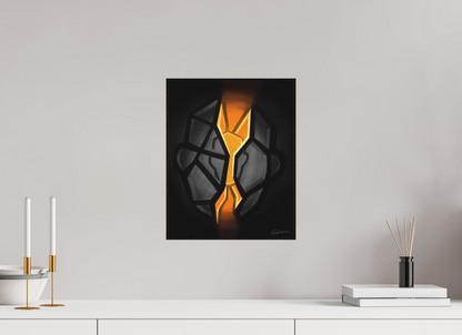 30 x 37,5 cm, Alu-Dibond mit Holzrahmen, schwarz Selbst-Bild. Schale und Kern.