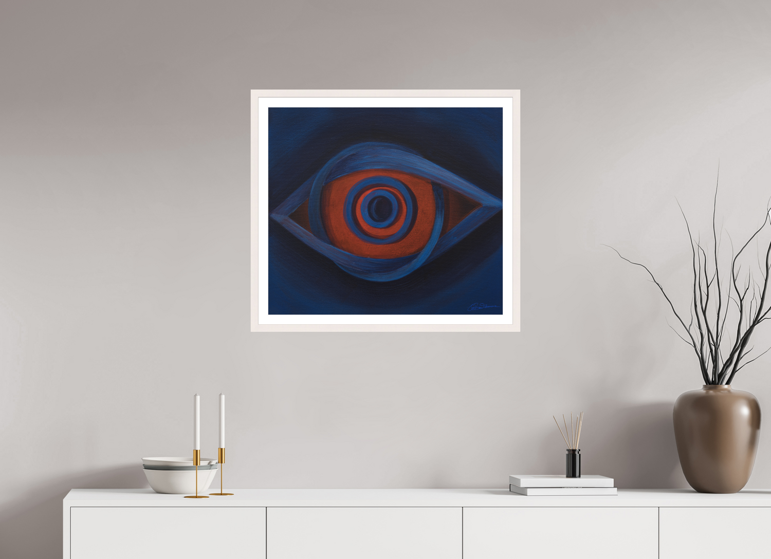 67,7 x 60 cm, Papier mit Holzrahmen, weiß Auge der Erkenntnis