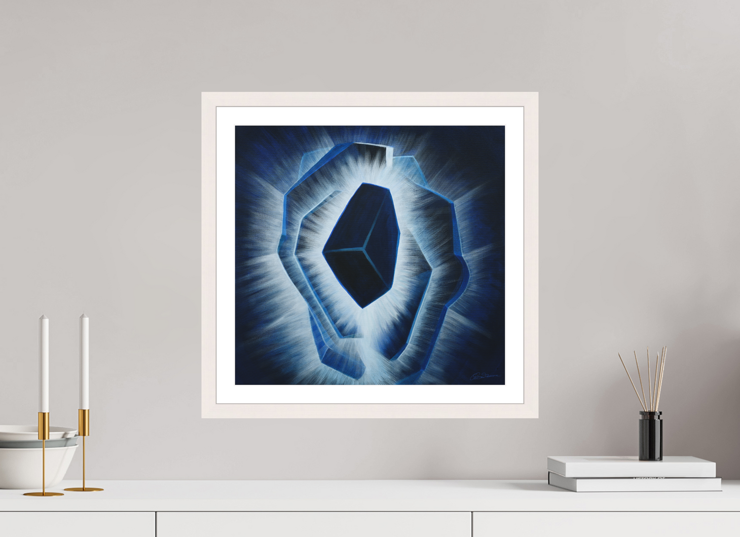 41,6 x 40 cm, Papier mit Holzrahmen | weiß | Museumsglas Der innere Durchbruch – Erwachen