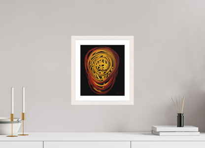 25 x 28,7 cm, Papier mit Holzrahmen, weiß Feuer | Sommer