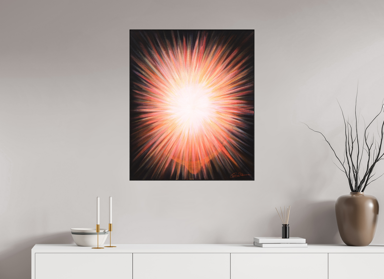 70 x 84,7 cm, Alu-Dibond mit Holzrahmen, schwarz Erleuchtung