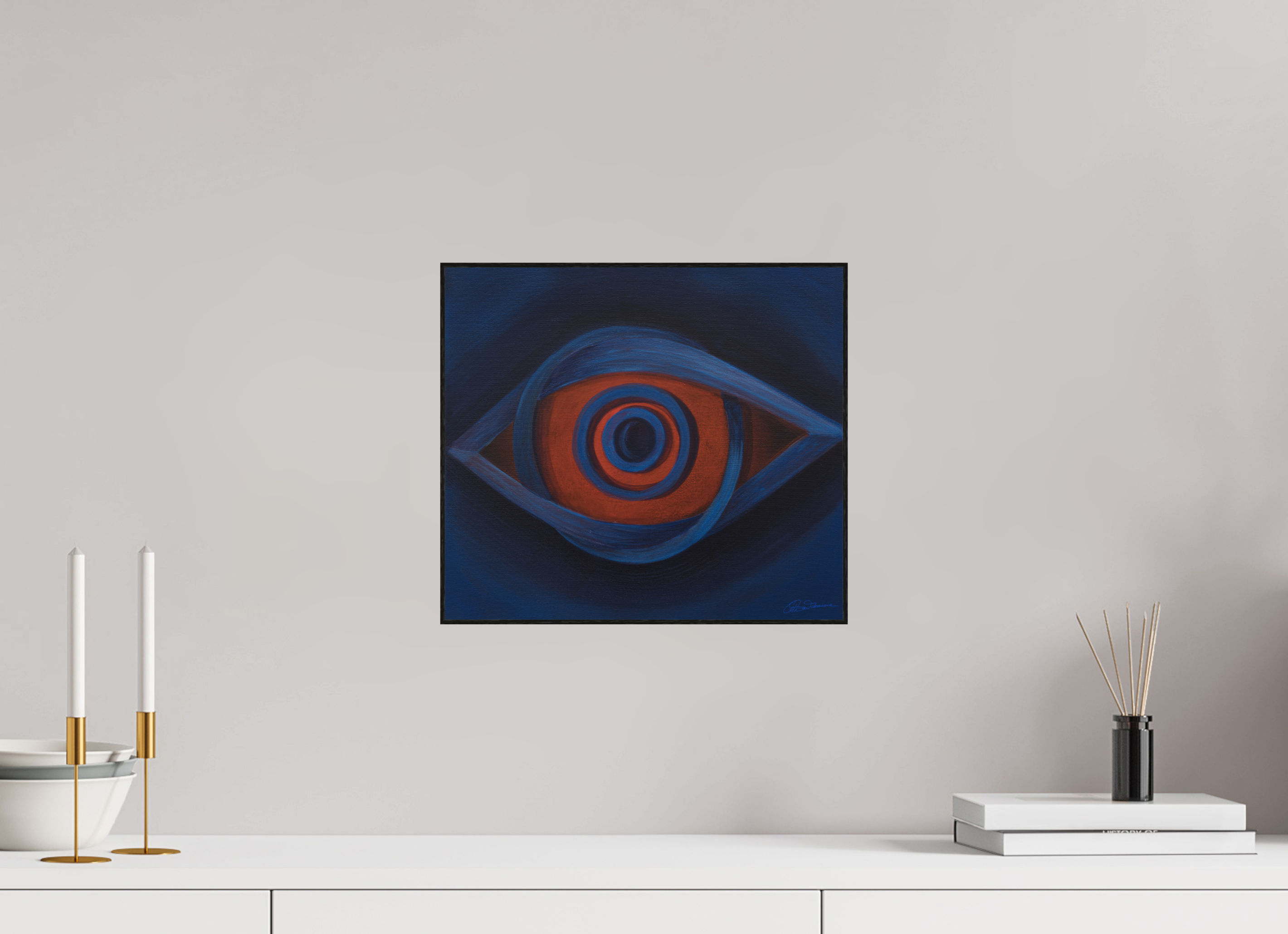 33,9 x 30 cm, Alu-Dibond mit Holzrahmen, schwarz Auge der Erkenntnis