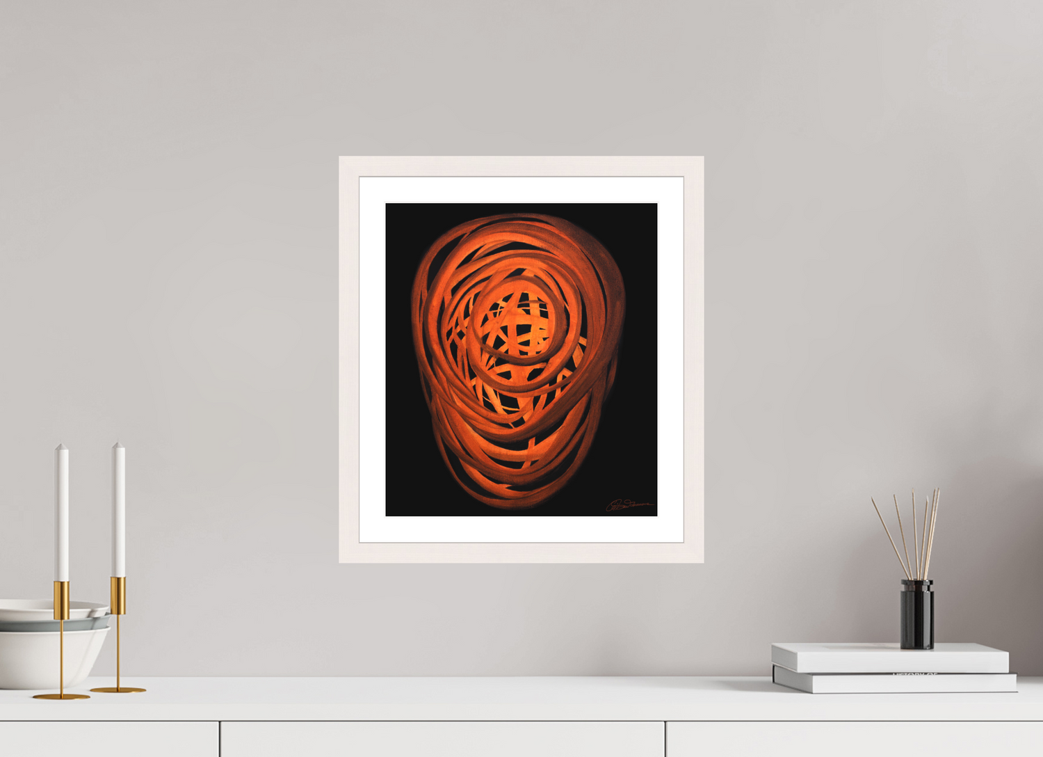 30 x 34,4 cm, Papier mit Holzrahmen | weiß | Museumsglas Glut | Indian Summer