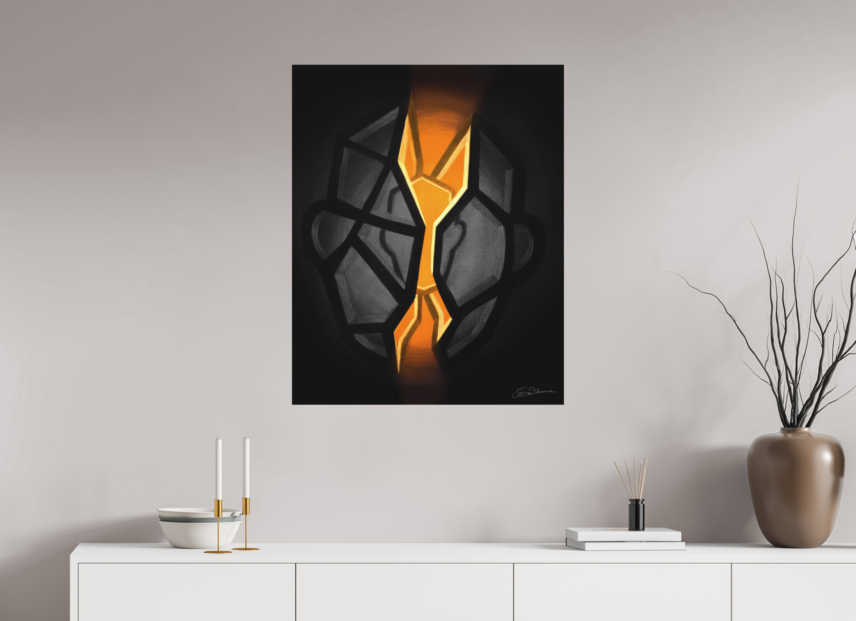 70 x 87,5 cm, Kunstdruck auf Alu-Dibond mit Aufhängung Selbst-Bild. Schale und Kern.