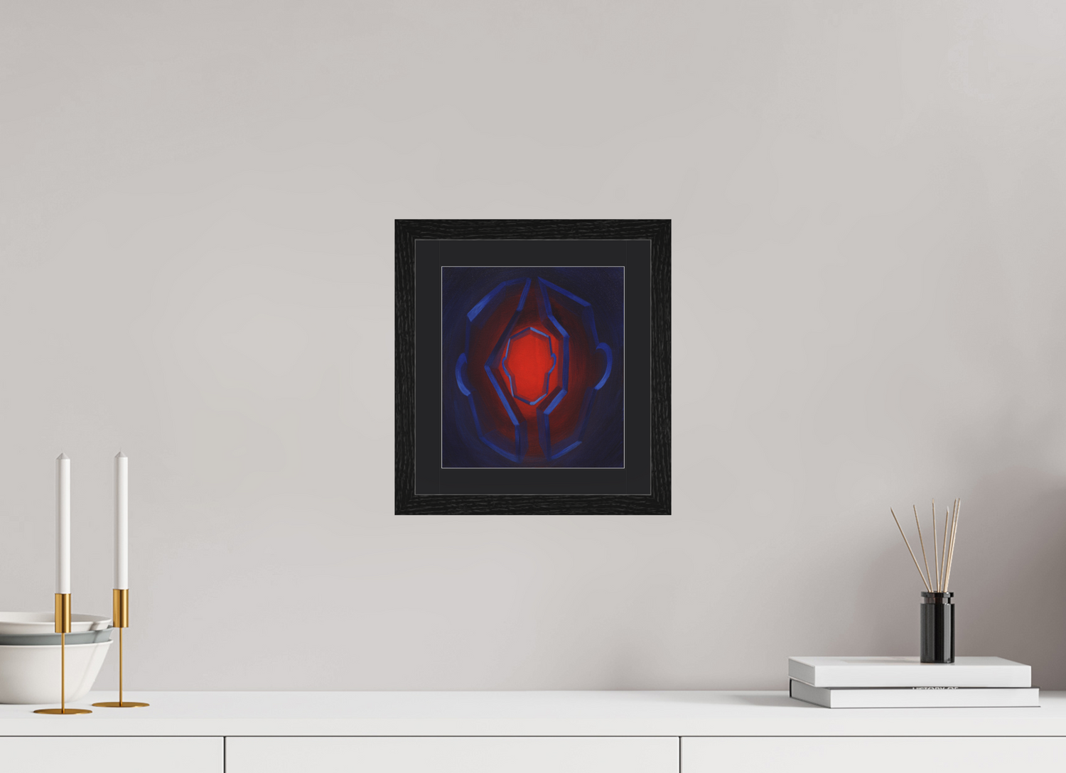 20 x 22 cm, Foto Papier schwarzes passapartout und schwarzer rahmen Selbst-Bild. Innerer Übergang