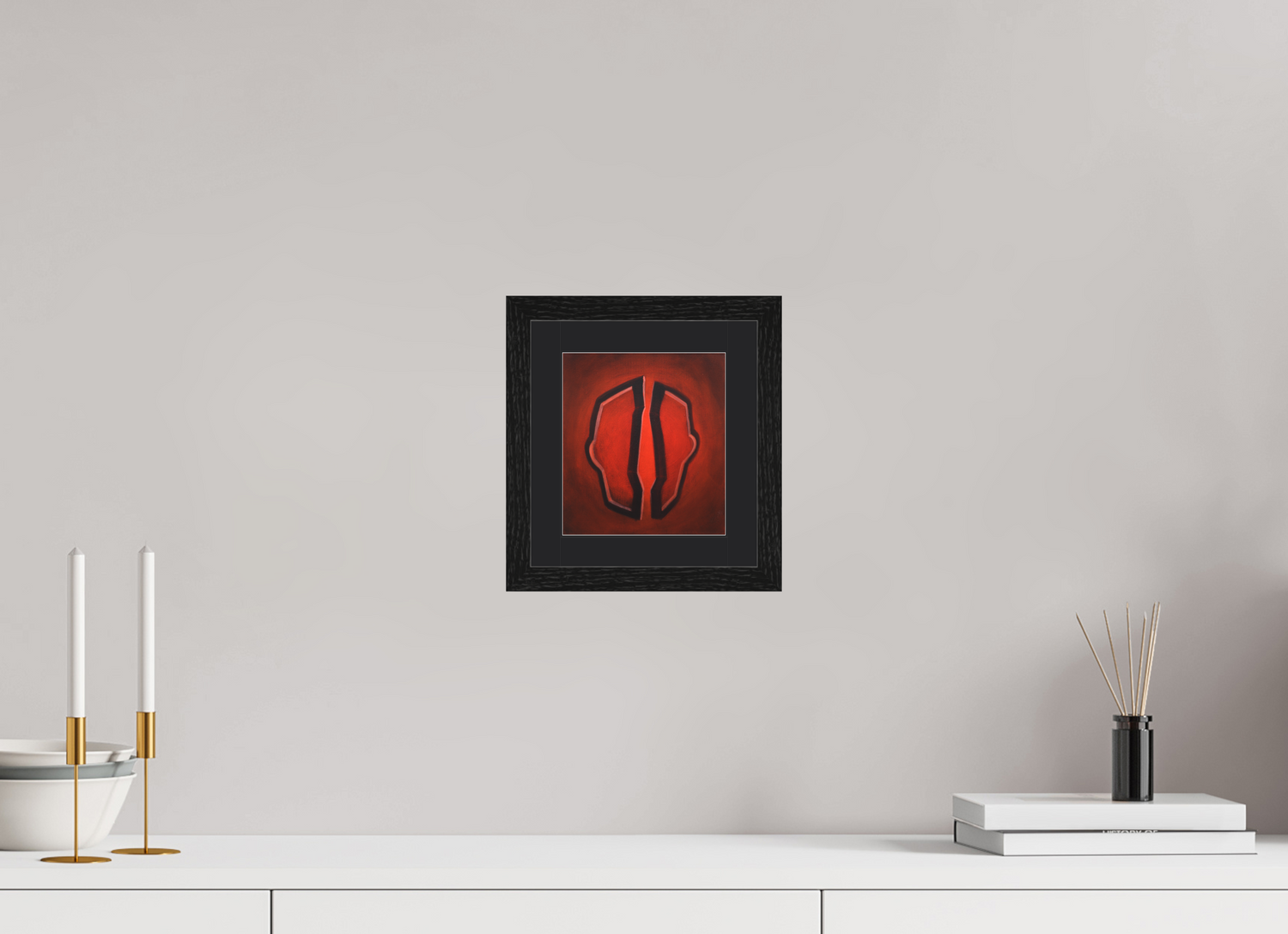 15 x 16,7 cm, Foto Papier schwarzes passapartout und schwarzer rahmen Selbst-Bild. Der Moment der Öffnung