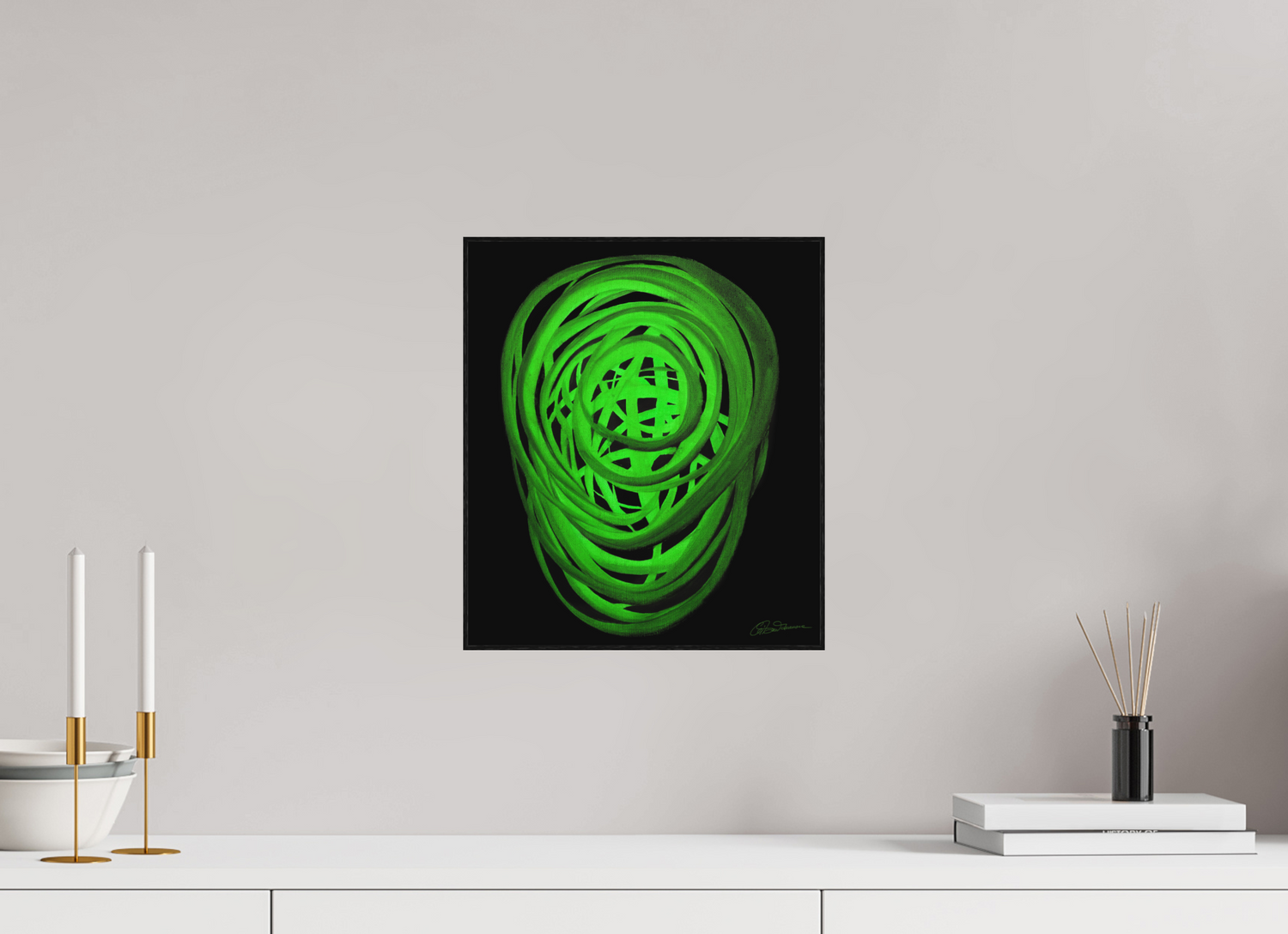 30 x 34,4 cm, Alu-Dibond mit Holzrahmen, schwarz Erde – Innerer Sproß | Frühling