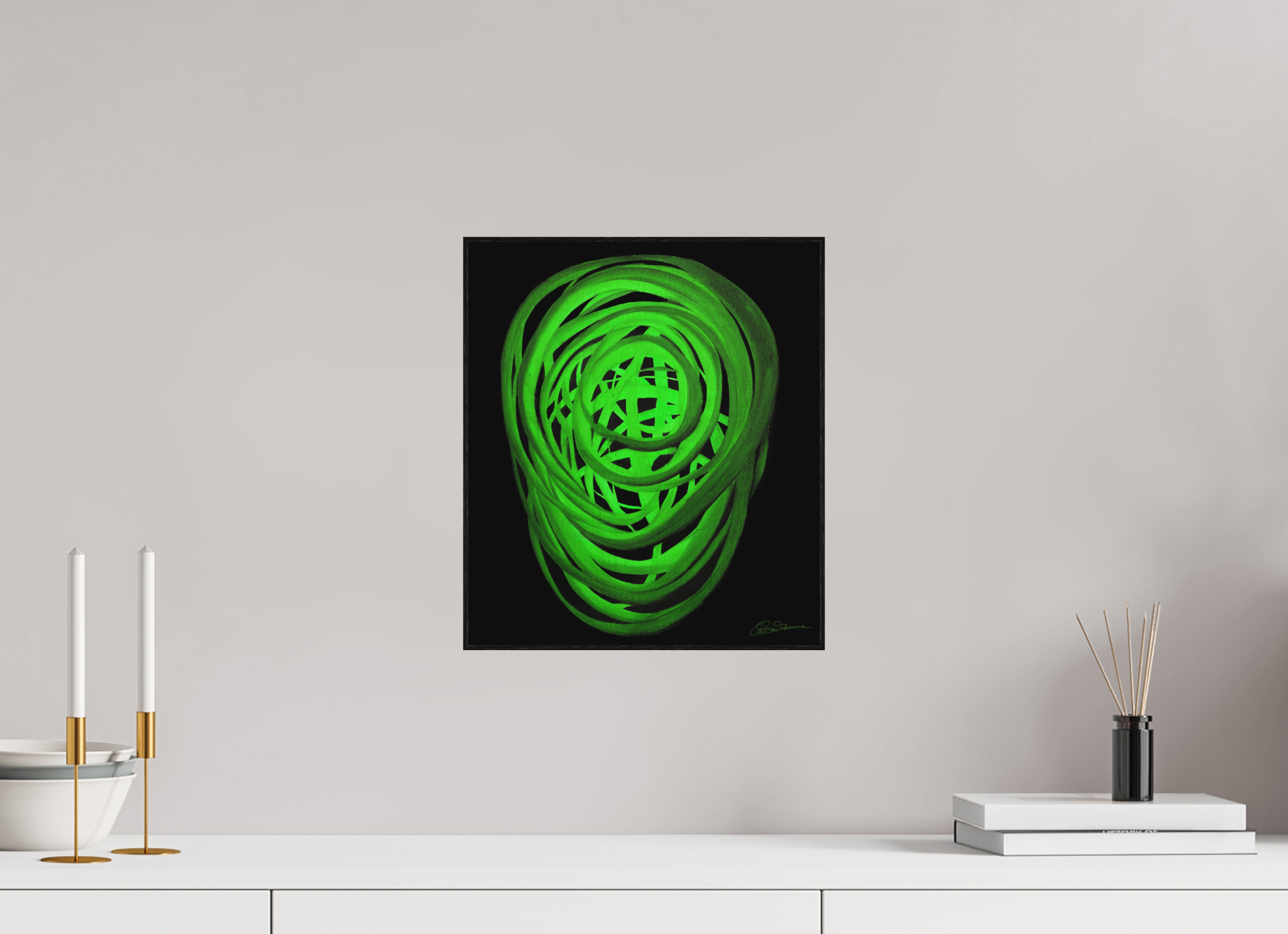 30 x 34,4 cm, Alu-Dibond mit Holzrahmen, schwarz Erde – Innerer Sproß | Frühling