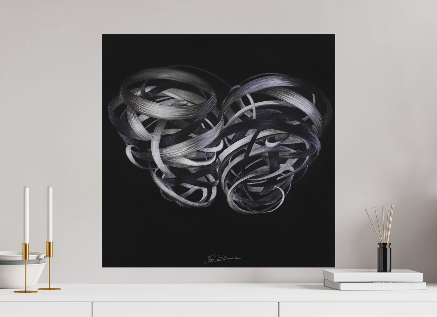 60 x 60 cm, Alu-Dibond mit Aufhängung Kuss – Verflechtung